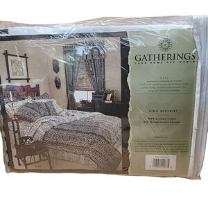 Gatherings Vintage 80s Tribal King Bedskirt MALI NOS USA Black Cream